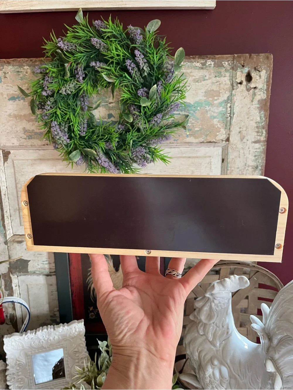 Magnetic Wooden Shelf  with Red Star Accent